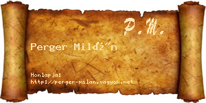 Perger Milán névjegykártya