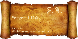 Perger Milán névjegykártya